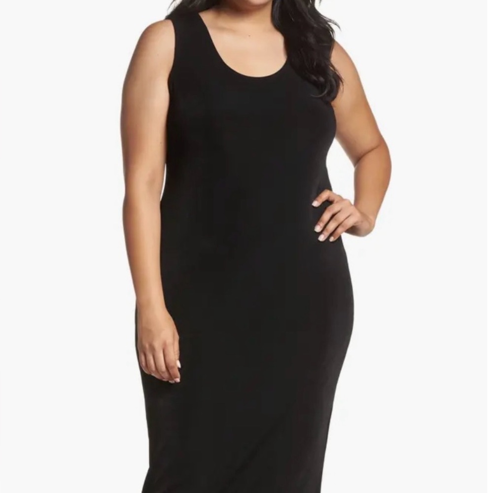 Vikki Vi Black Sleeveless Scoop Neck Strappy Midi Tank Dress Plus Size